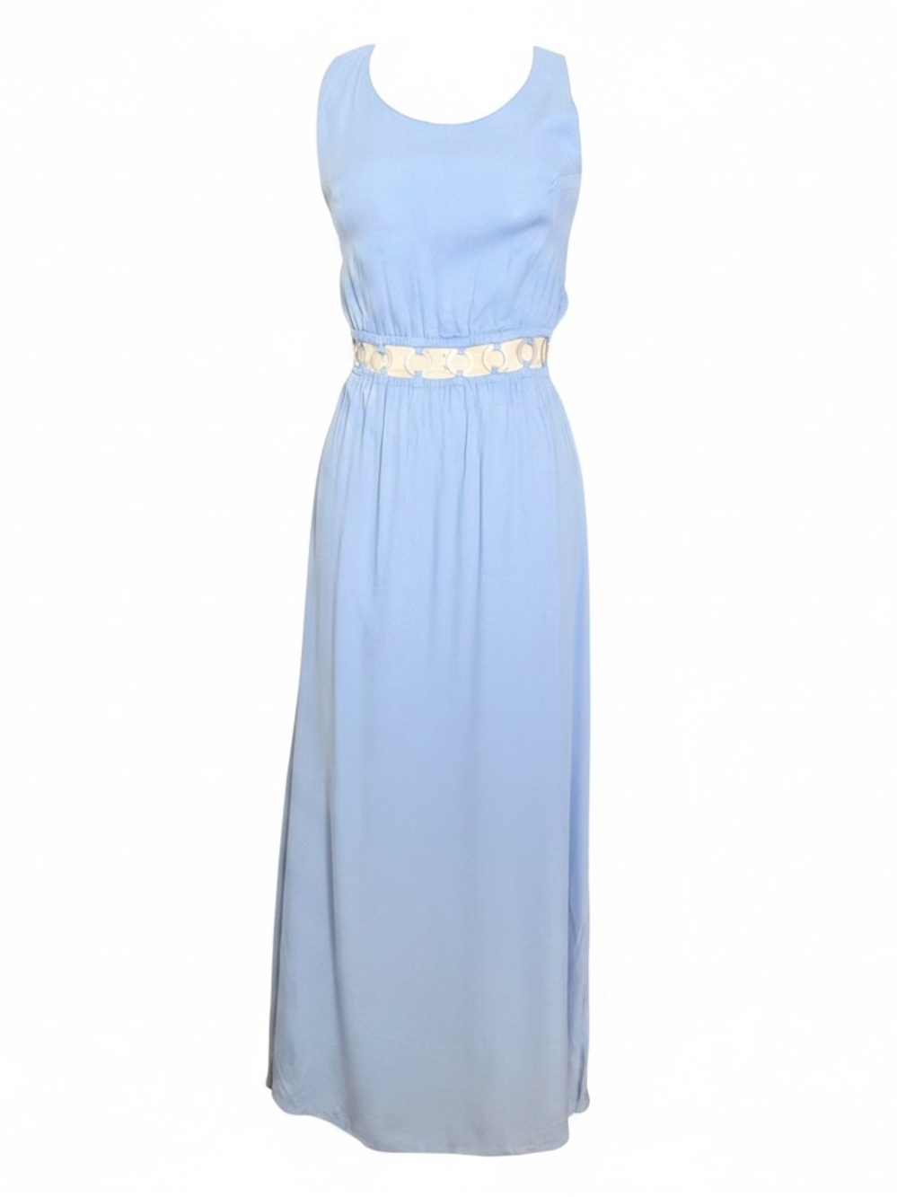 Tiare Hawaii Tidal Wave Maxi Dress Blue Medium | Mother of Pearl Shell Cutouts |